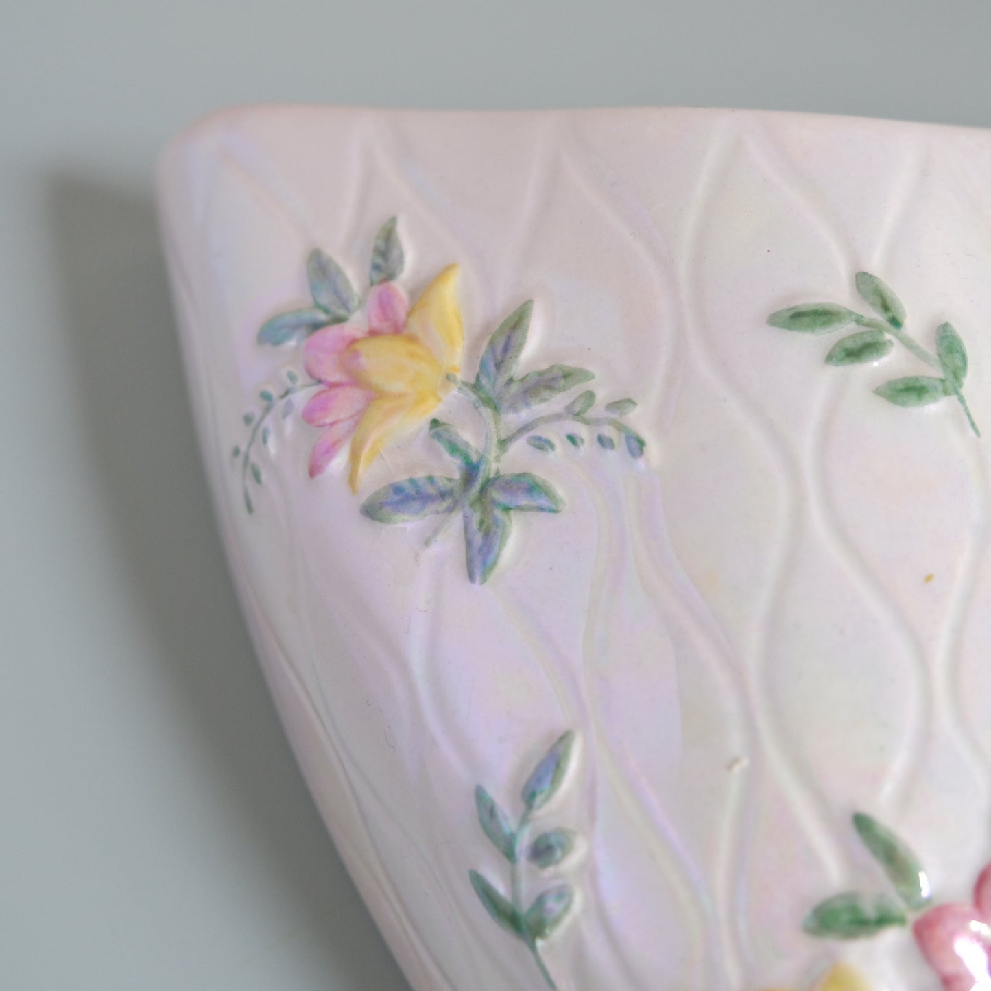 Vintage MALING Lustreware Floral Wall Pocket Vase