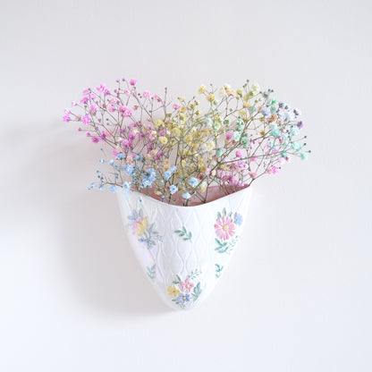 Vintage MALING Lustreware Floral Wall Pocket Vase