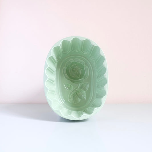 Vintage Mint Rose Pattern Jelly Mould