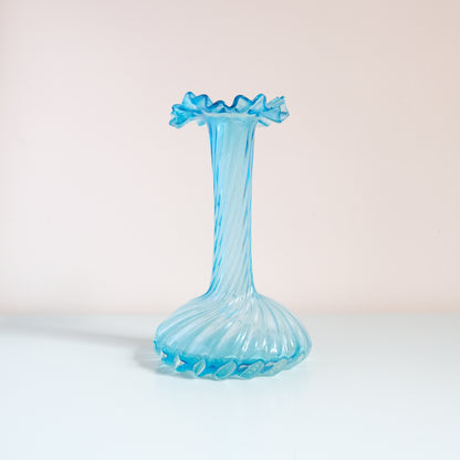 Vintage Aqua Blue Swirled Vase