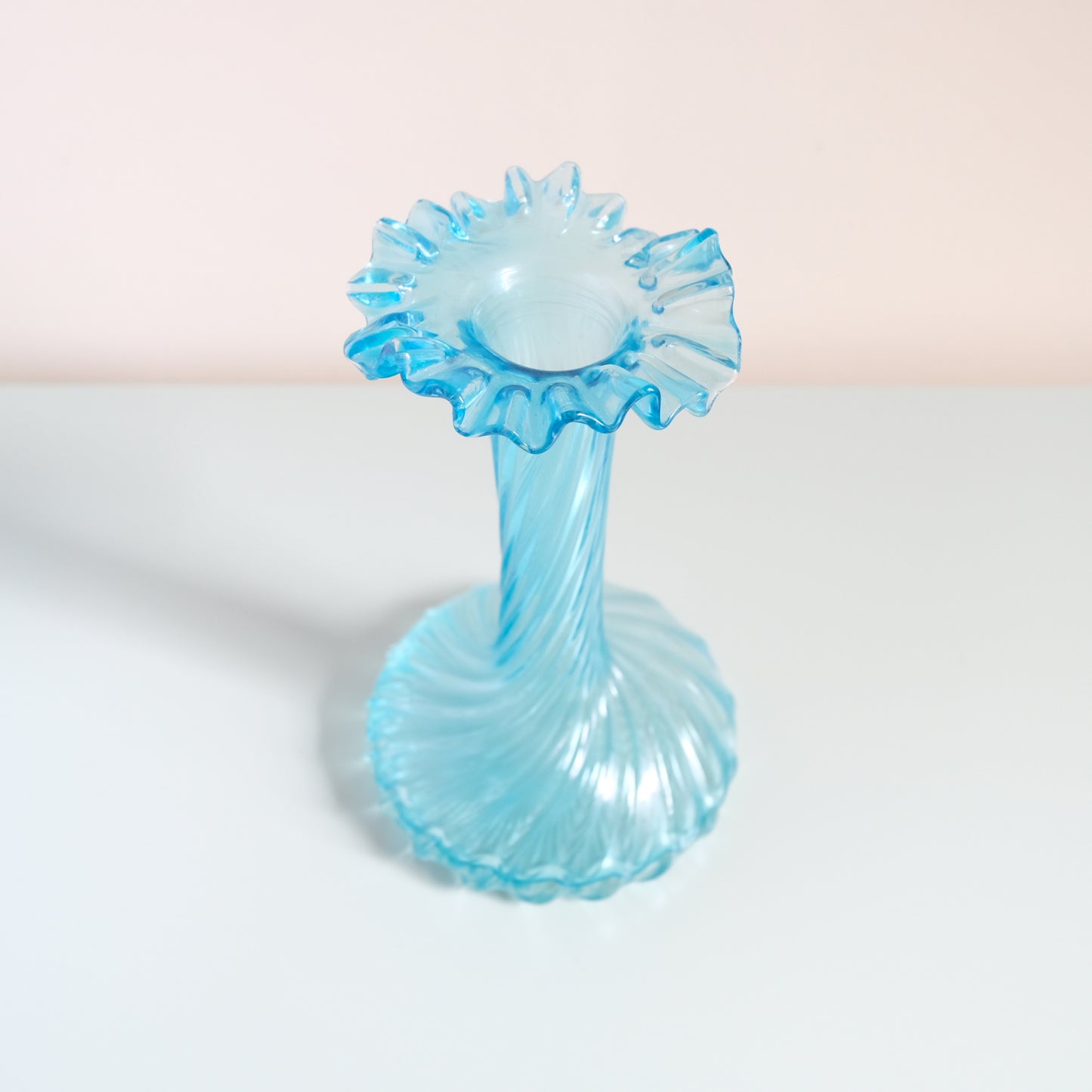 Vintage Aqua Blue Swirled Vase
