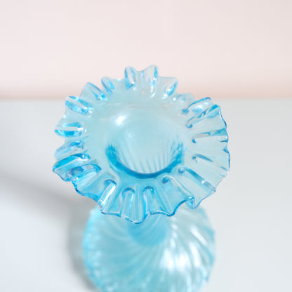 Vintage Aqua Blue Swirled Vase