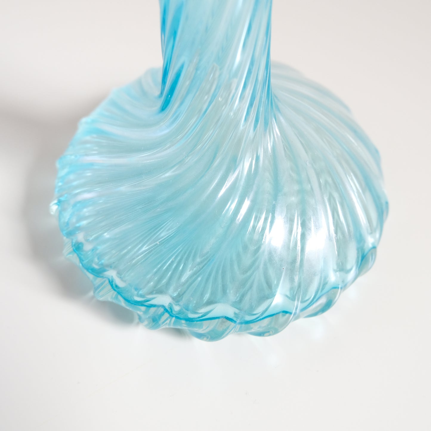 Vintage Aqua Blue Swirled Vase