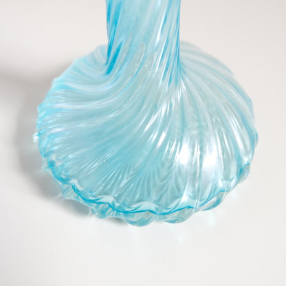 Vintage Aqua Blue Swirled Vase