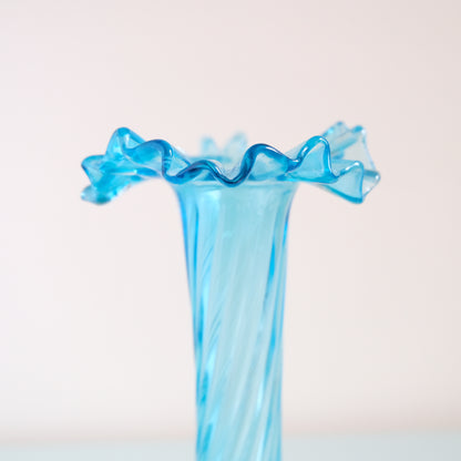 Vintage Aqua Blue Swirled Vase