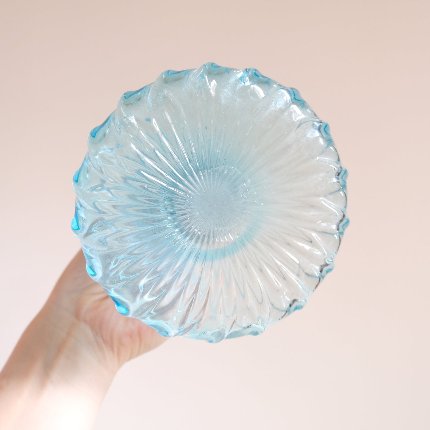 Vintage Aqua Blue Swirled Vase