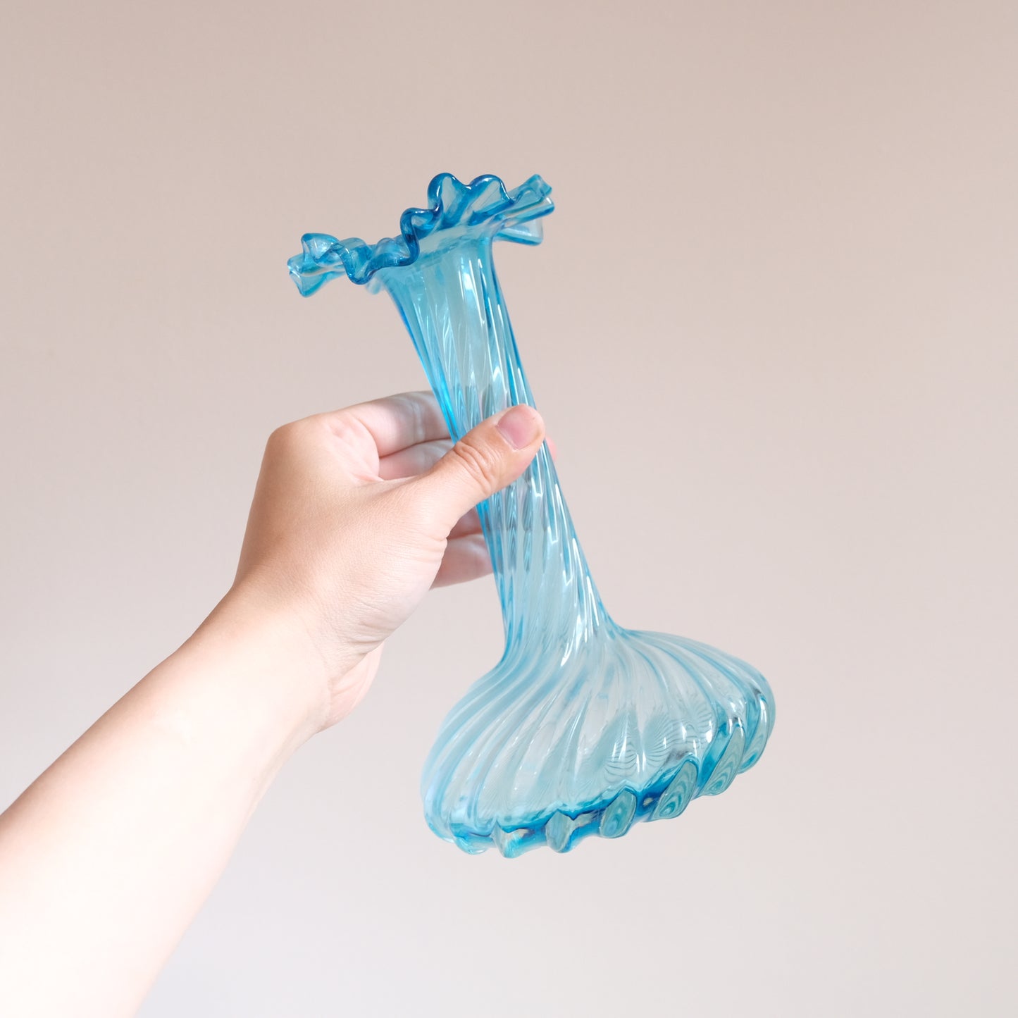 Vintage Aqua Blue Swirled Vase