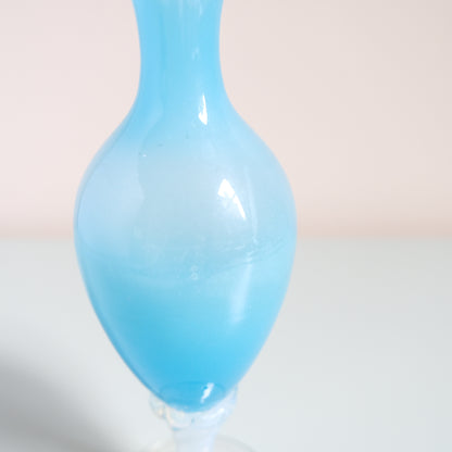 Vintage Opaline Glass Blue Vase