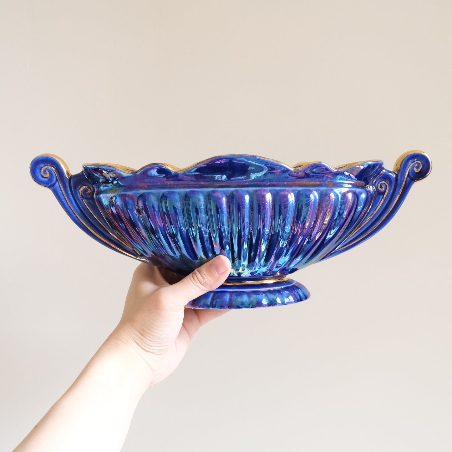 Vintage SADLER Lustreware Navy Mantle Vase
