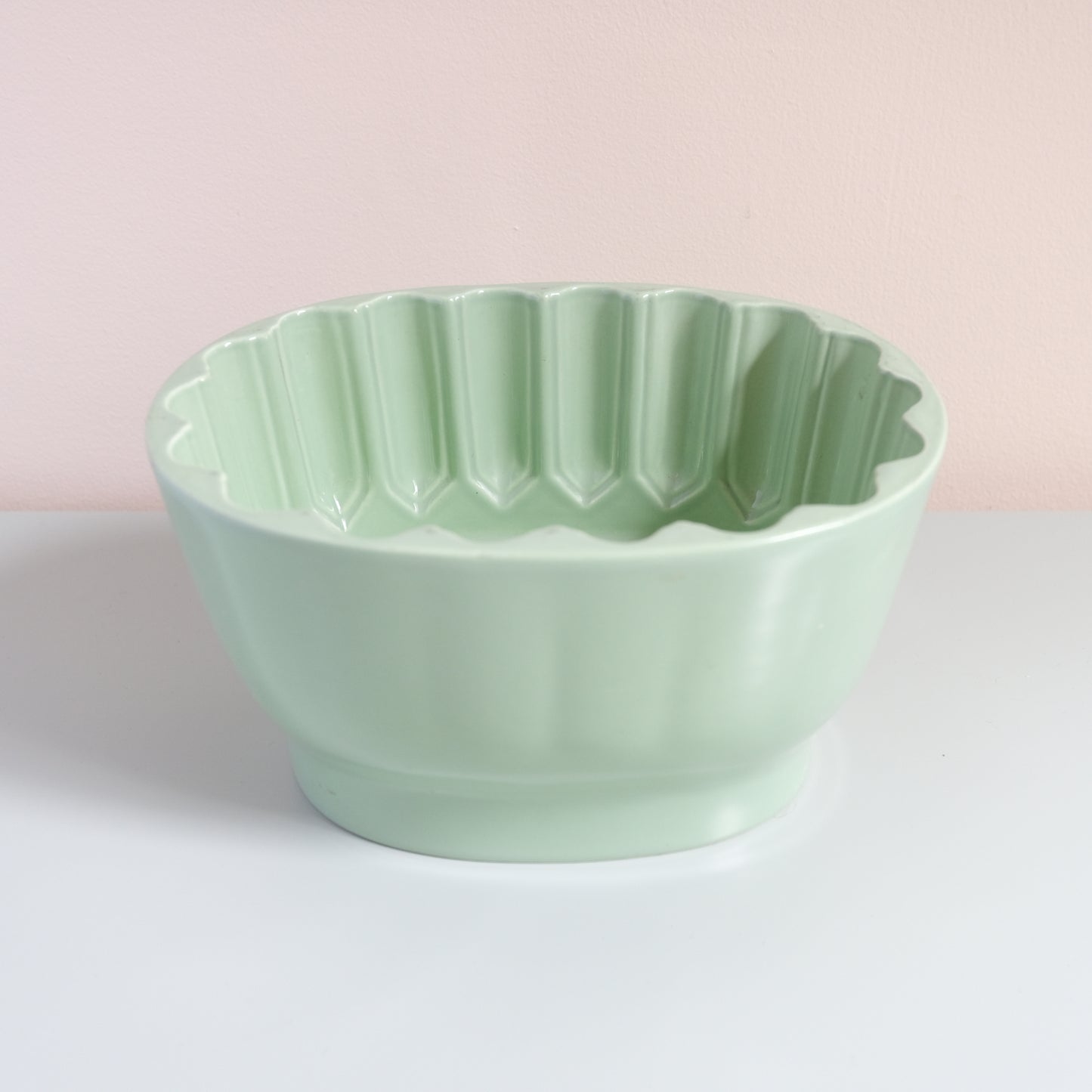 Vintage Mint Rose Pattern Jelly Mould