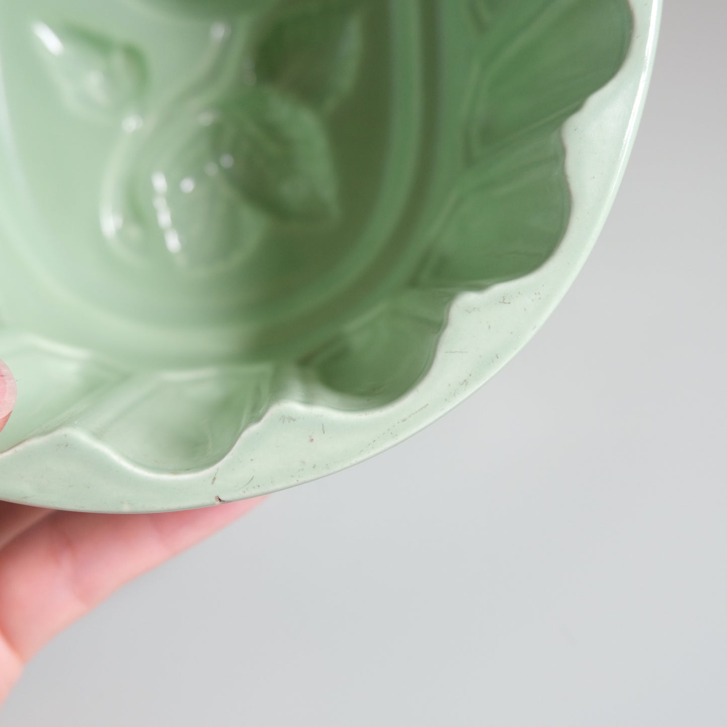 Vintage Mint Rose Pattern Jelly Mould