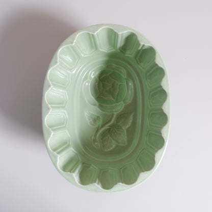 Vintage Mint Rose Pattern Jelly Mould