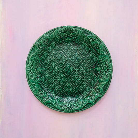Antique Green Majolica Plate